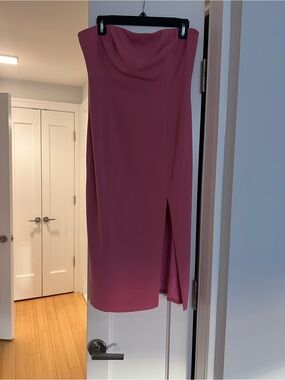 JAYGODFREY Strapless Pink Midi Dress with Side Slit